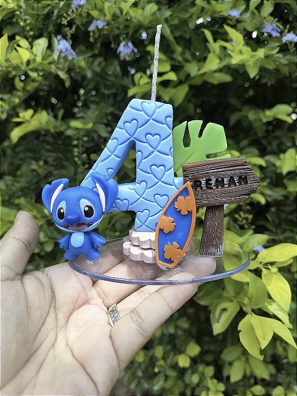 Vela Biscuit Stitch Personalizável para Bolo