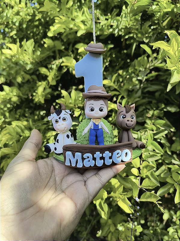 Vela em Biscuit Mini Fazenda Personalizada