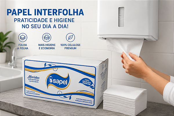 Papel Toalha Interfolha 2 Dobras 2000 Folhas Celulose Premium