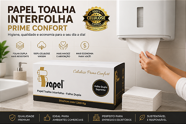 Papel Interfolha Prime Branco Folha Dupla Isapel 20x21cm 1,3kg