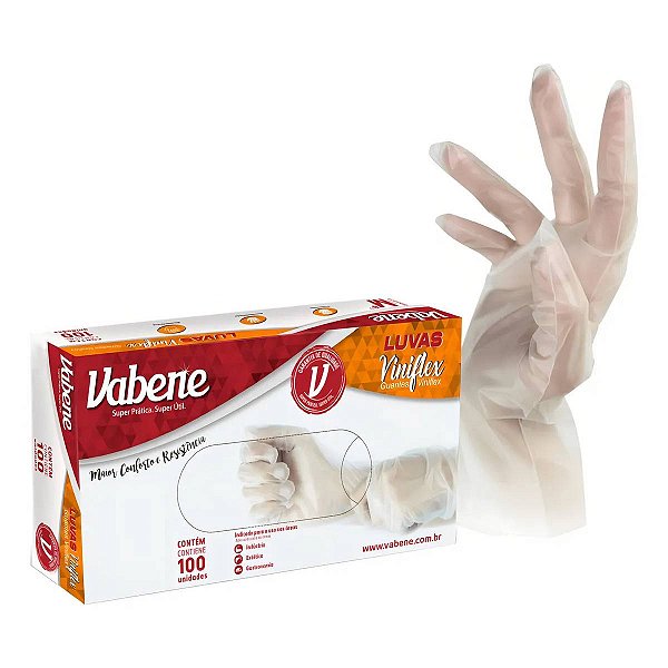 Luva De Viniflex Translucida Descartável GG Caixa C/ 100 UN VABENE