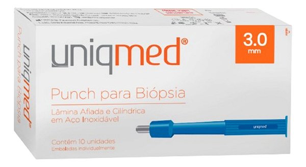 Punch Para Biopsia 3.0MM Caixa C/ 10 Unidades UNIQMED