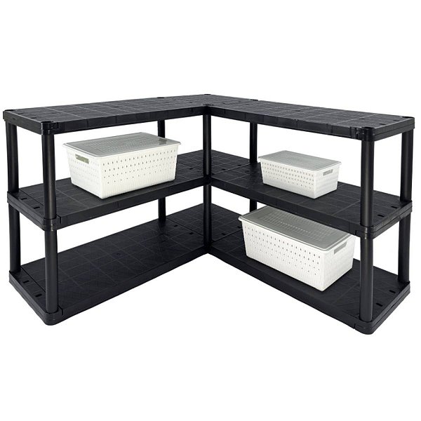Estante Plástica Modular em L 10 Prateleiras Ajustáveis, Alta Resistência Conecta Antares