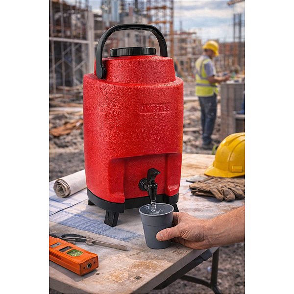 Garrafa Térmica 12 Litros Com Torneira Vermelho Garrafão Com Alça Pé Antares Botijão Térmico Galão Antares