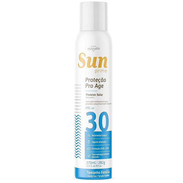 Protetor Solar Aerosol FPS30 Sun Prime 370 Ml Resistente a Água Tamanho Família
