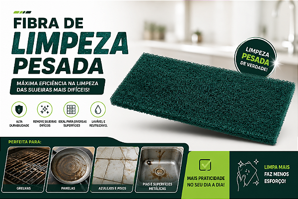 Fibra Limpeza Pesada 40x13 Cm Verde GRANDE Resistente Para Suporte Lt Superpro