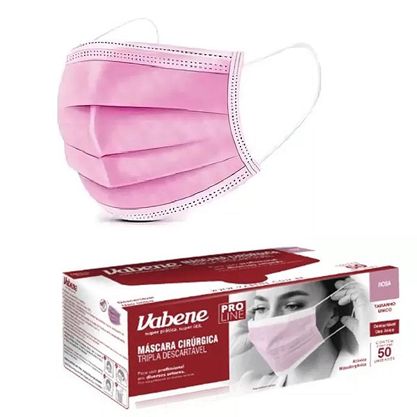 Mascara Tripla Com Elástico 50 Unidades Rosa Vabene