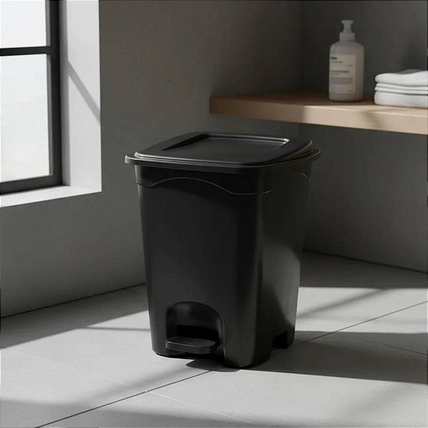 Lixeira Com Pedal 13 Litros Quadrada Cozinha Banheiro Lavabo 3UD