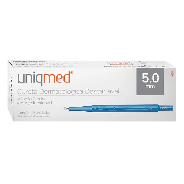 Cureta Dermatologia Descartável Com 10 UN 5.0mm Uniqmed
