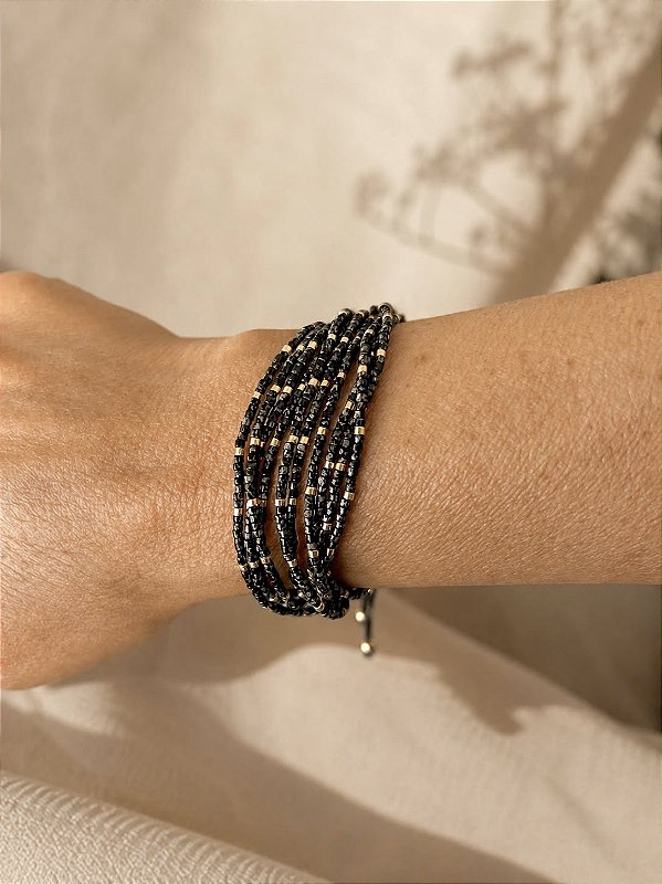 Pulseira Dez Fios Ajustável Miyuki Picasso