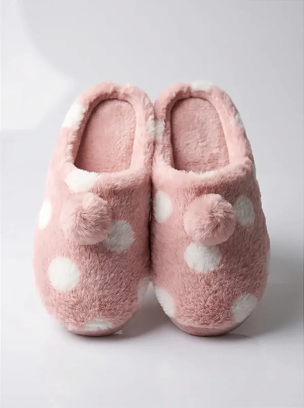 Pantufa Feminina Gasf Pompom Pantufa Quente Forrada Em Lã