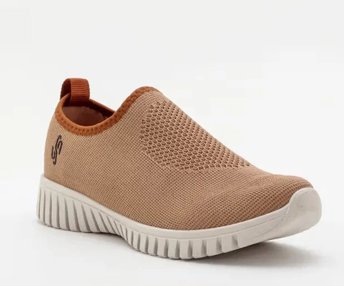 Tênis Feminino Usaflex Calce Fácil Conforto Ortopédico Tricô Slip On
