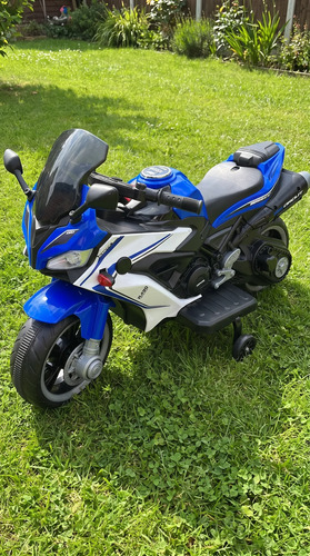 Moto Elétrica Infantil Ninja Esportiva 12v Luz Led Rodinhas Azul 127/220v