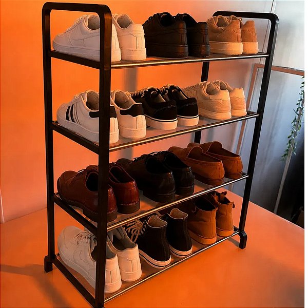 Sapateira 4 Andares Organizador Multiuso Para Calçados 12 Pares Sapateira De Chão Organizadora 41.5X21X53.5CM