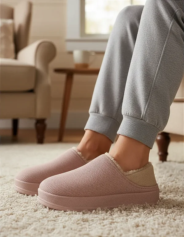 Pantufa Sapato Fechado Confortável Forrada Inverno Unissex