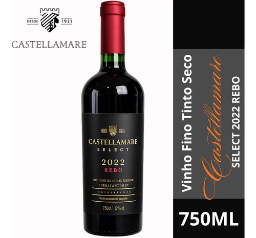 Vinho Fino Tinto Seco Rebo Select 2022 Castellamare