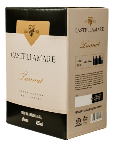 Vinho Tinto Seco Tannat Castellamare 5l Bag In Box