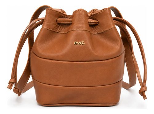 Bolsa Transversal Ombro Bucket Saco Couro Legitimo Evo Marrom Couro