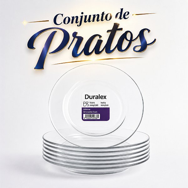 Conjunto Kit 06 Pratos Fundo Vidro Transparente Duralex 22.5cm Astral Prato De Vidro Mesa Posta