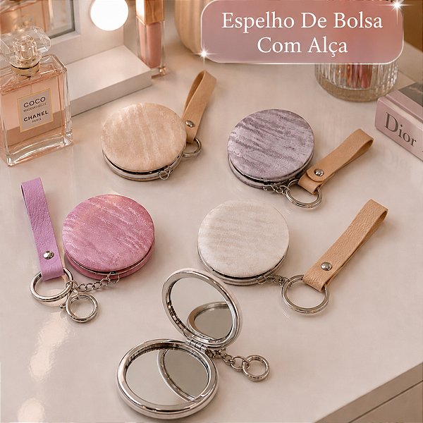 Espelho De Bolsa Portátil Dobrável Com Alça Espelho De Bolso Com Lente De Aumento