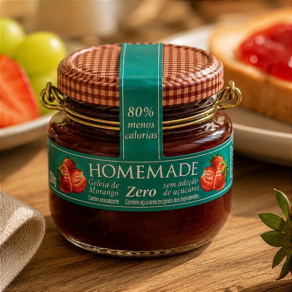 Geleia De Morango Zero Açúcar Diet Homemade Pote Vidro 250g Geleia Gourmet Natural Dieta Balanciada
