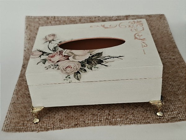 Caixa de Lenço Branca com Rosas