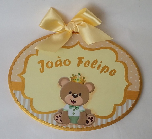 Placa Bebê Ursinho Bege - sob encomenda