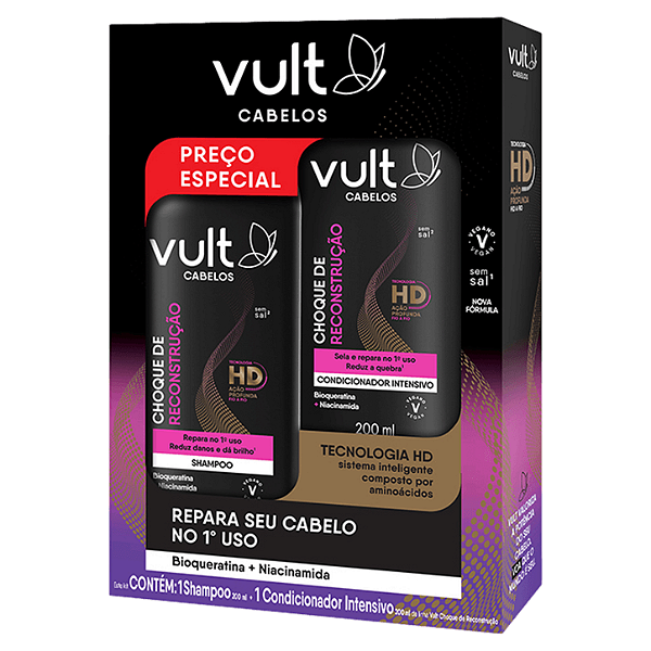 Kit Shampoo + Condicionador Choque de Reconstrução (Vult) - 200mL+200mL