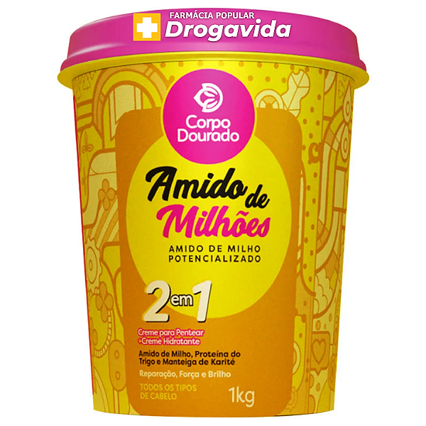 Creme Para Pentear 2 em 1 Corpo Dourado - 1kg
