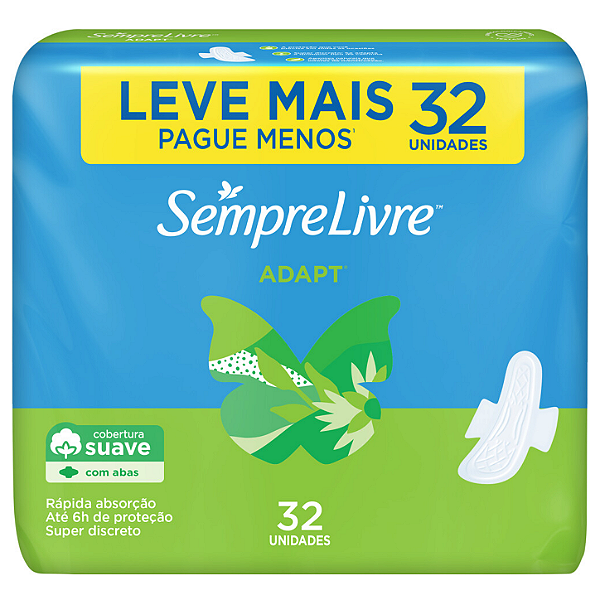 Absorvente Suave Com Abas Adapt (SempreLivre) - 32 tiras