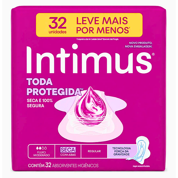 Absorvente Seca Com Abas Toda Protegida (Intimus) - 32 tiras