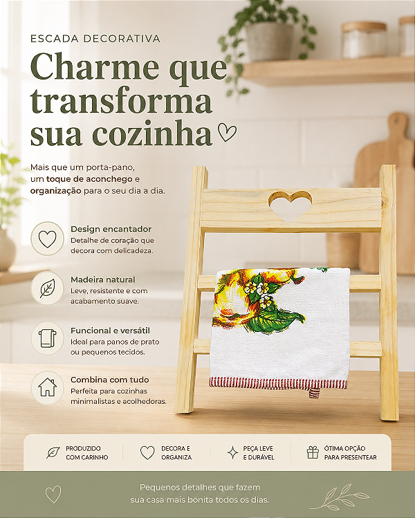 Escadinha Decorativa Porta Pano de Prato
