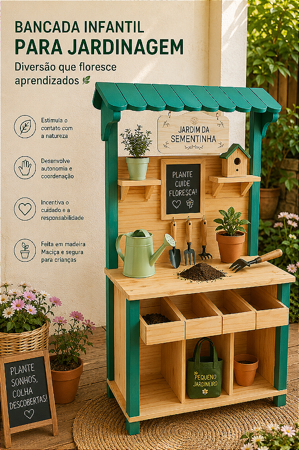 Bancada infantil para jardinagem
