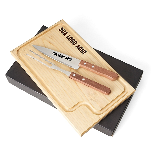 Kit Churrasco 3 Peças com Tábua