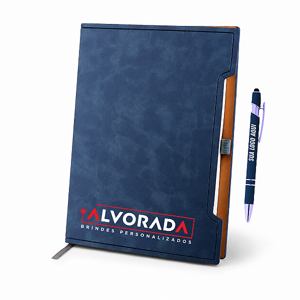 Caderno Capa Dura 18x25 com Caneta