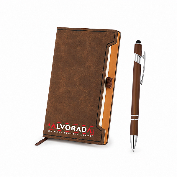 Caderno Capa Dura 9x18 com Caneta