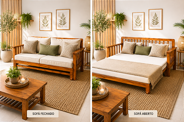 Sofá-Cama Capitólio para Colchão 1,38 x 1,88 m em Madeira de Demolição