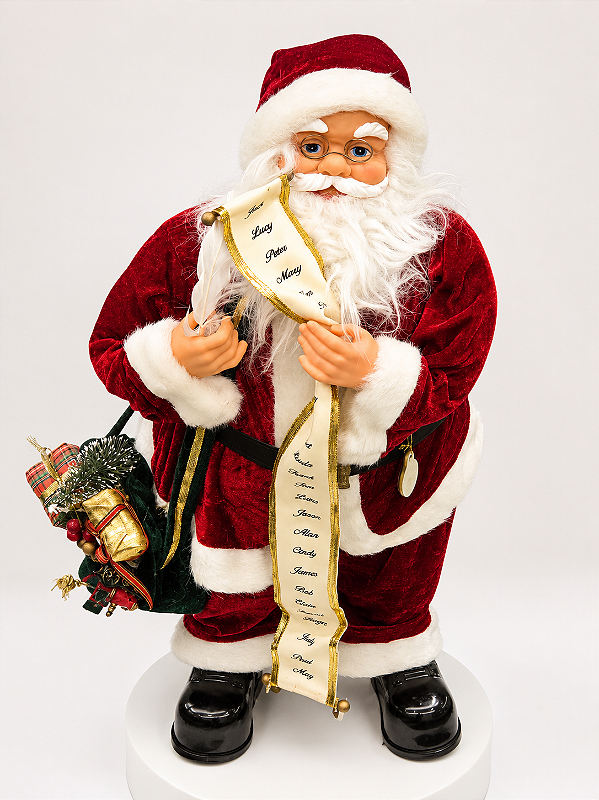 Papai Noel Decorativo Musical com Lista de Presentes – 60 cm