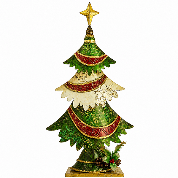 Árvore de Natal decorativa em metal com madreperola 63,5cm