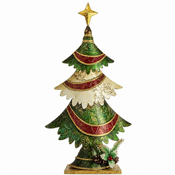 Árvore de Natal decorativa em metal com madreperola 63,5cm