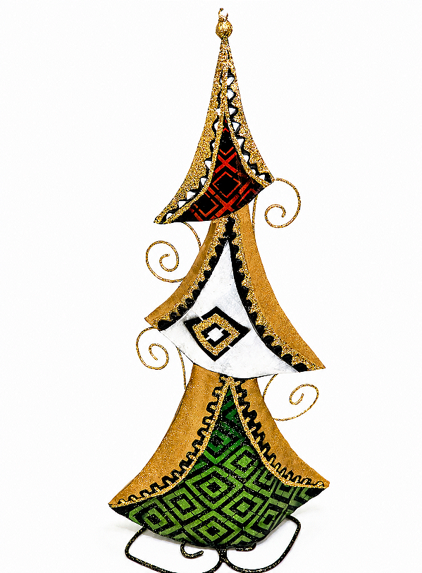 Árvore de Natal decorativa em metal com madreperola 25cm