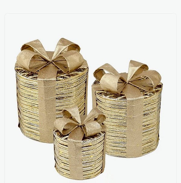Kit de Caixas Decorativas iluminadas led 3 unidades