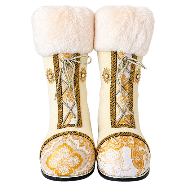 Par de Botas Decorativas em Tecido Bordado 40 cm