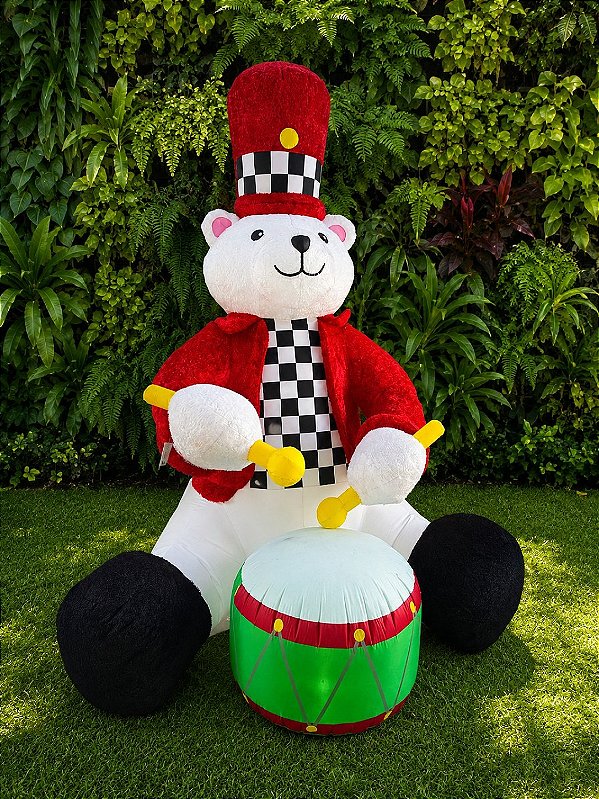 Urso Inflável Soldadinho com Tambor 2,74 m