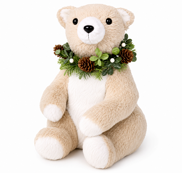 Urso Decorativo Sentado de Sisal Bege 33 cm