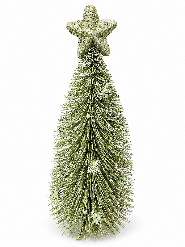 Árvore Verde Nevada com Estrela em Isopor e Base de Metal 37 cm