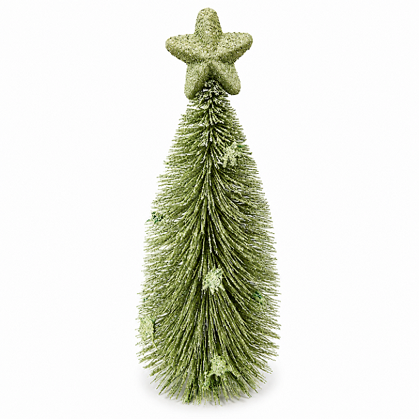 Árvore Verde Nevada com Estrela em Isopor e Base de Metal 37 cm