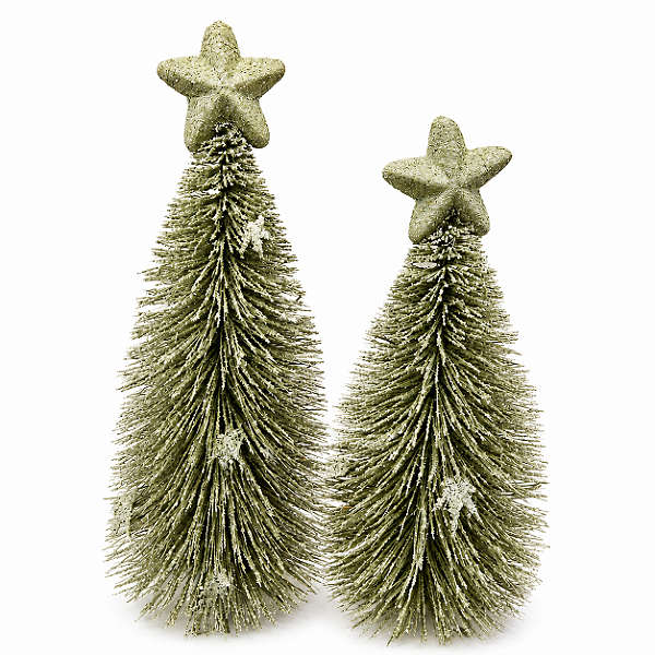 Árvore Verde Nevada com Estrela em Isopor e Base de Metal 33 cm