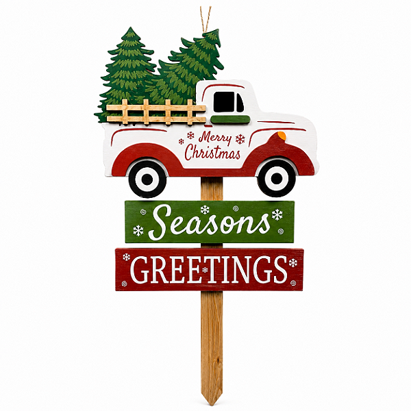 Placa Decorativa de Natal em Madeira 90 cm