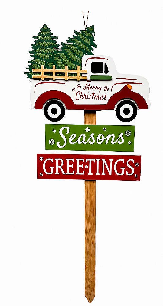 Placa Decorativa de Natal em Madeira 90 cm